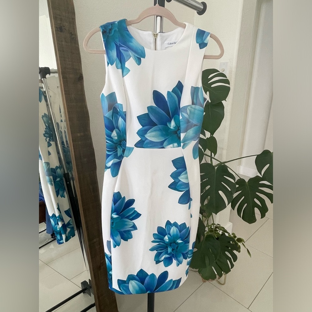 Blue flower cocktail dress